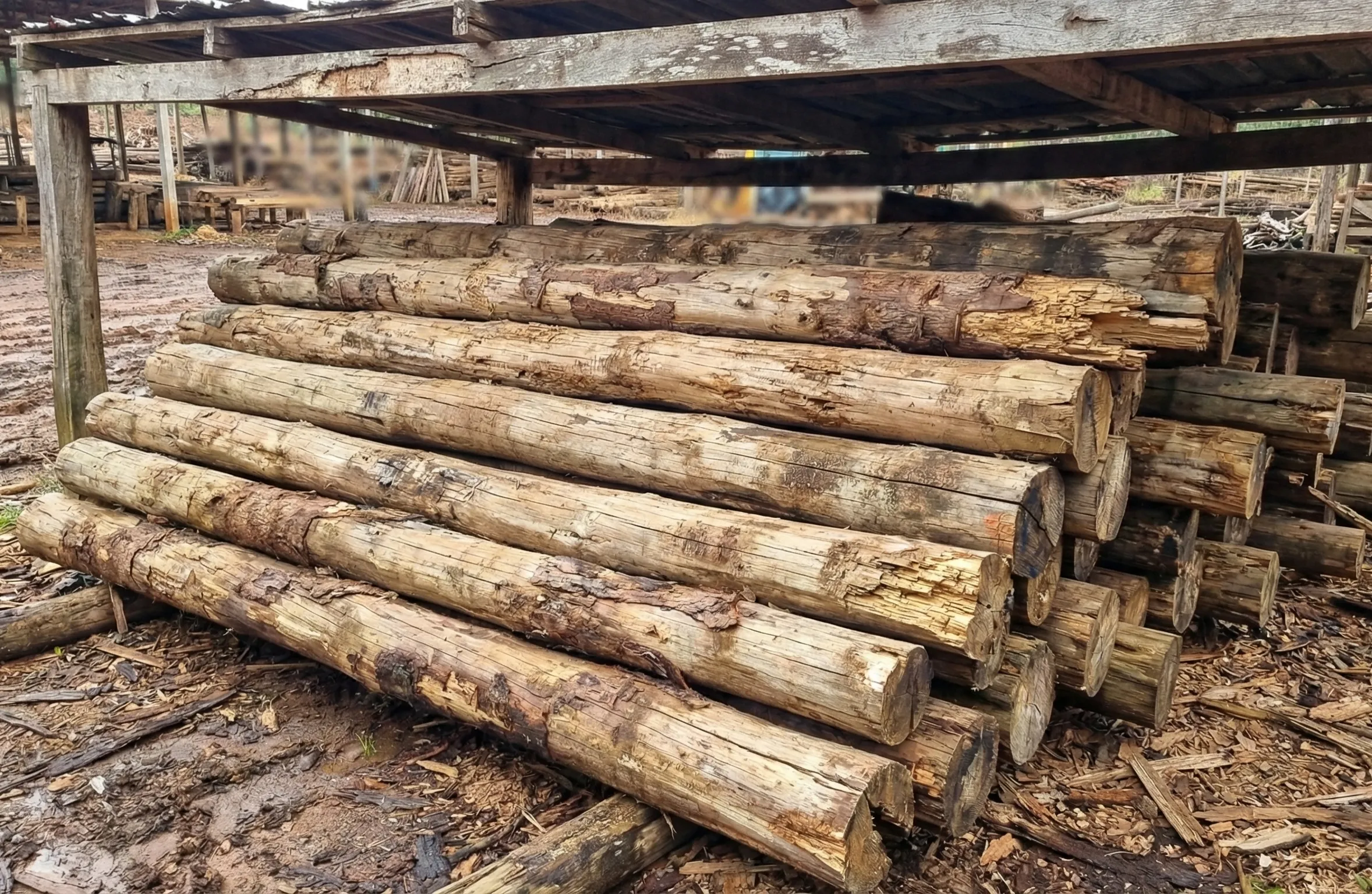 Madeira podre e danificada